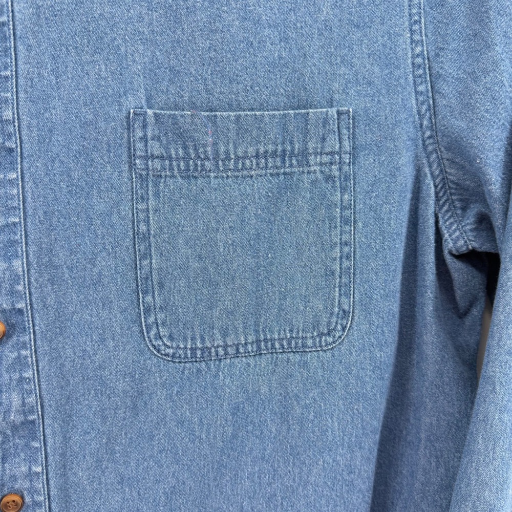 Croft & Barrow Denim Shirt Mens XL Blue Button Down Vintage 90s Long Sleeve - Picture 5 of 12